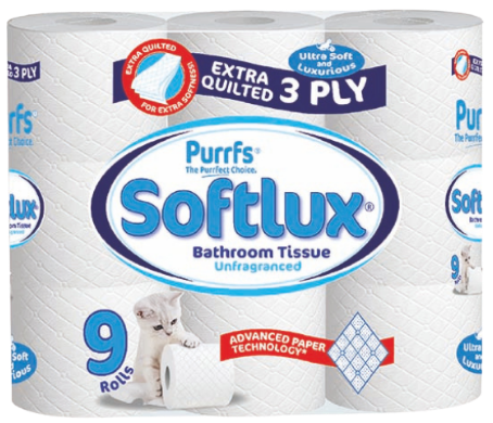 Softlux 9Pack 3ply White Toilet Roll